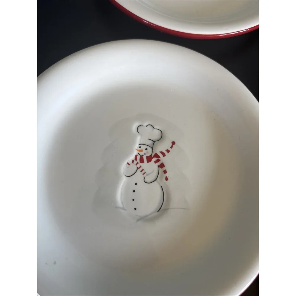 WILLIAMS SONOMA Snowman Chef Appetizer Dessert Cheese Plates 6.25